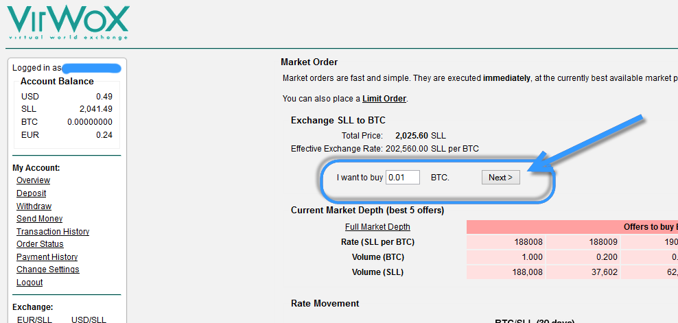 virvox amount btc order